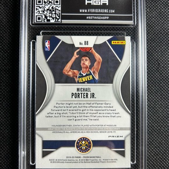 2019-20 Panini Prizm Pink Ice Michael Porter Jr Hga 9.5 Gem Mint Denver Nuggets - Picture 2 of 2